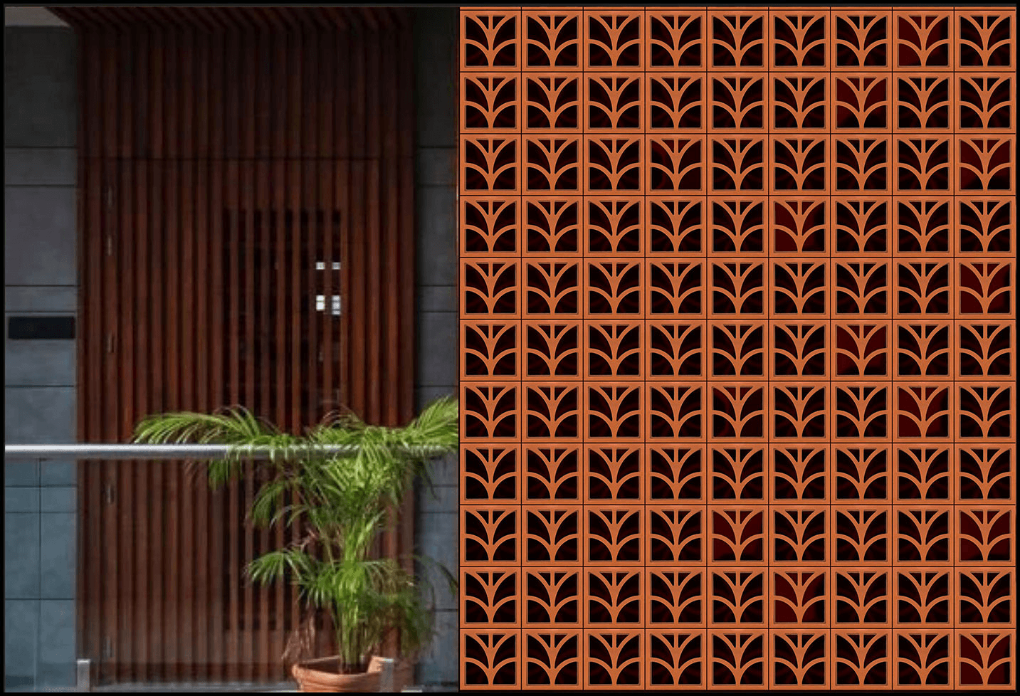 Arrow Jali terracotta application